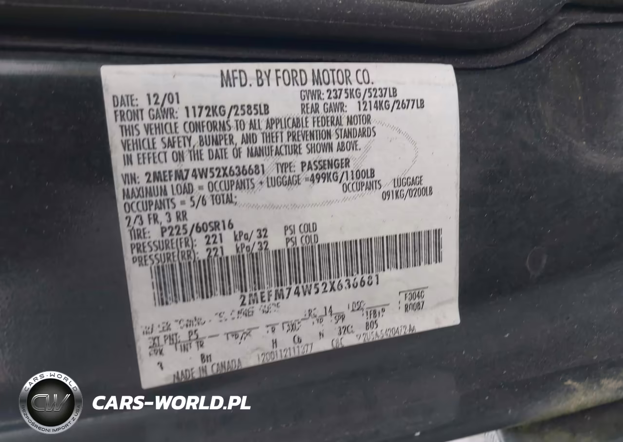 2002 Mercury Grand Marquis Gs VIN:2MEFM74W52X636681 - 9