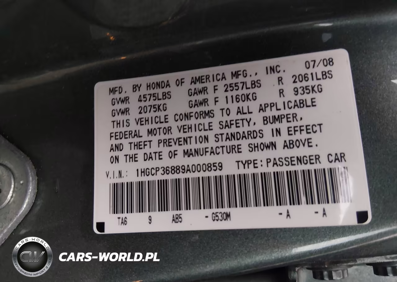 2009 Honda Accord 3.5 Ex-L VIN:1HGCP36889A000859 - 9