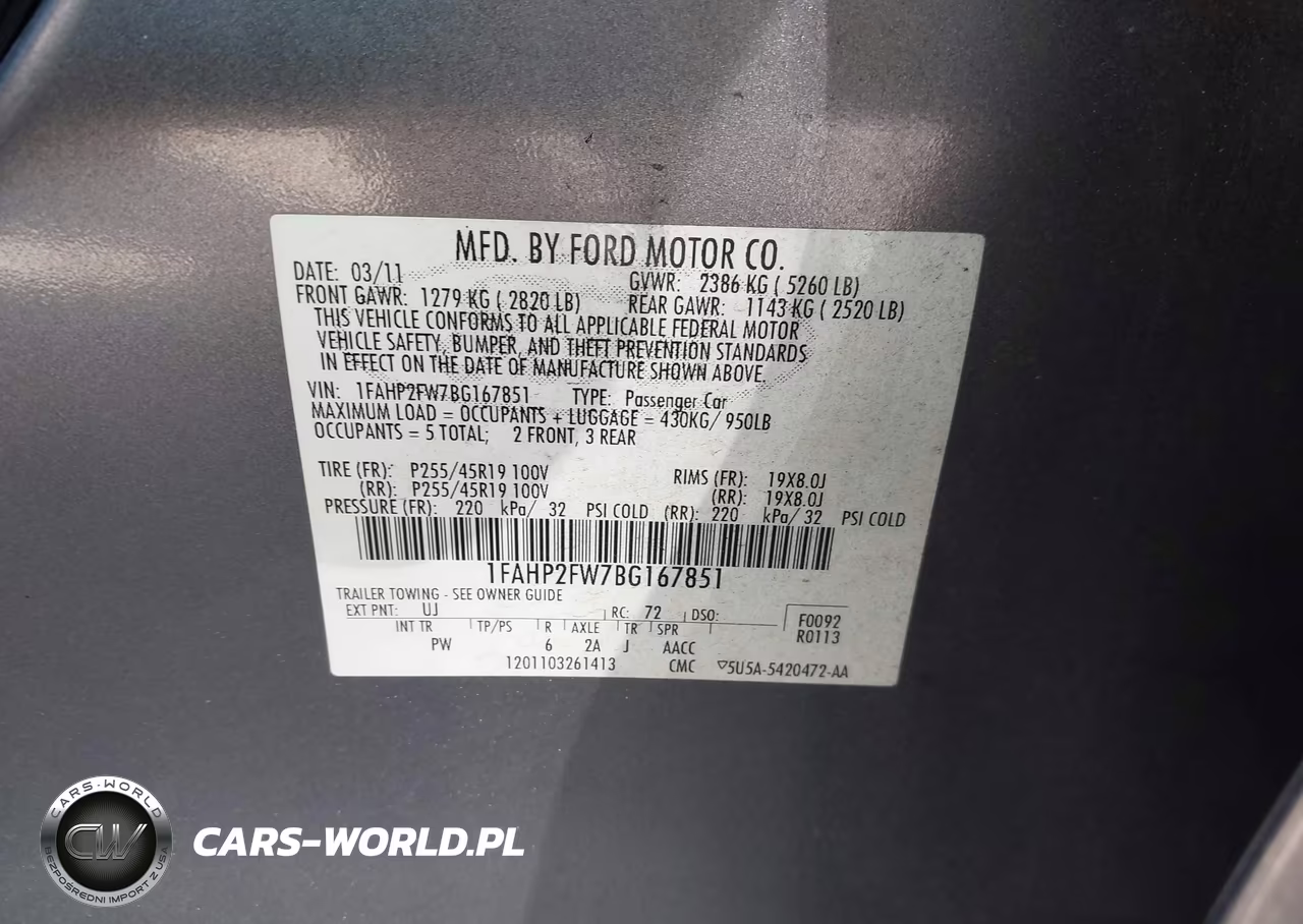 2011 Ford Taurus Limited VIN:1FAHP2FW7BG167851 - 9