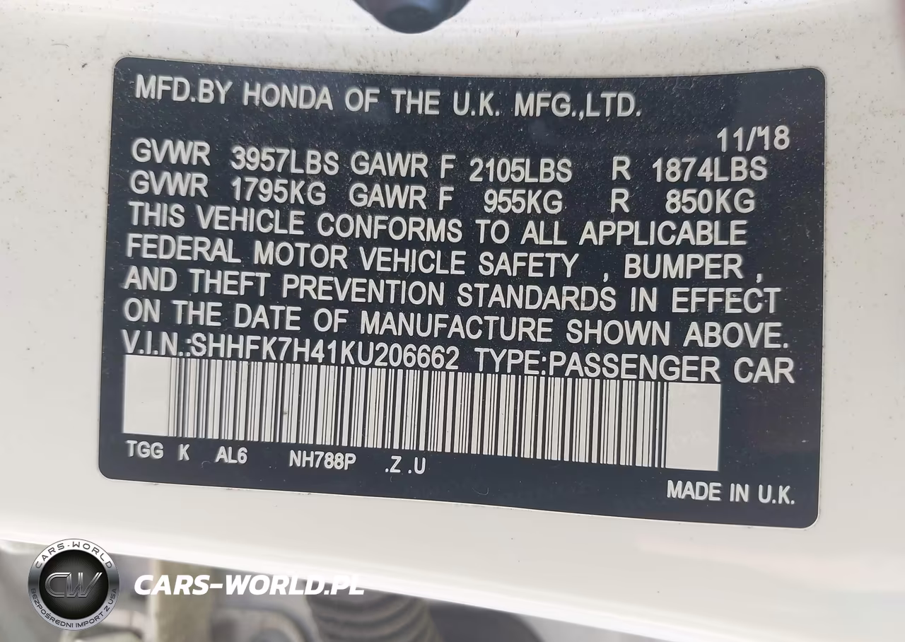 2019 Honda Civic Sport VIN:SHHFK7H41KU206662 - 9