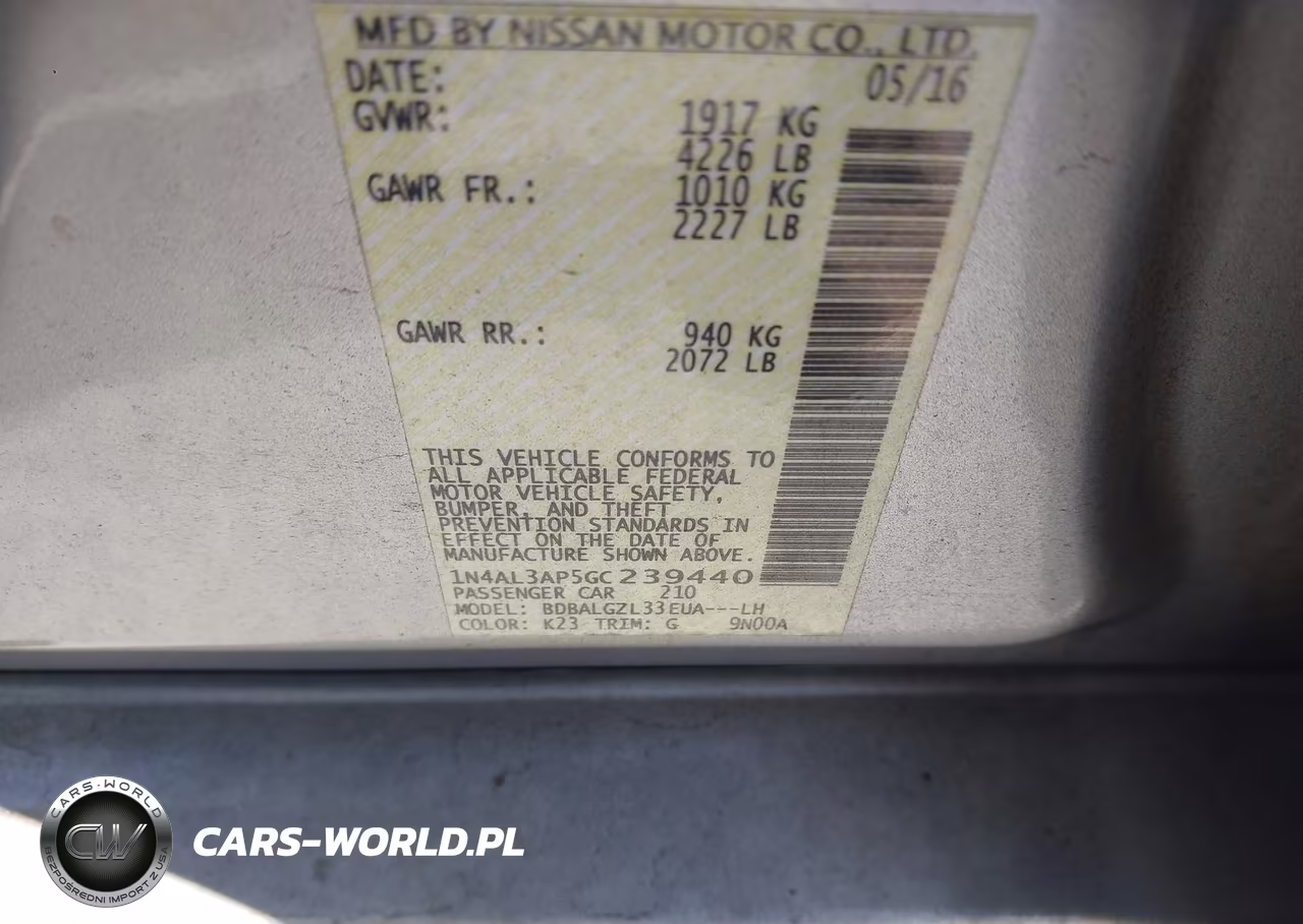2016 Nissan Altima 2.5 S VIN:1N4AL3AP5GC239440 - 9