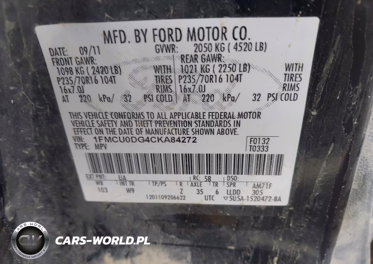 2012 Ford Escape Xlt VIN:1FMCU0DG4CKA84272 - 9