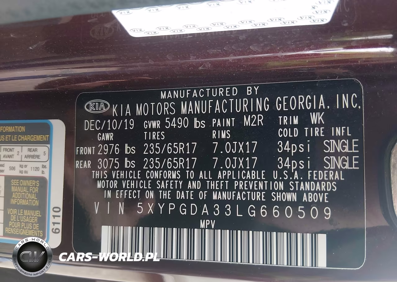 2020 Kia Sorento 2.4L Lx VIN:5XYPGDA33LG660509 - 9