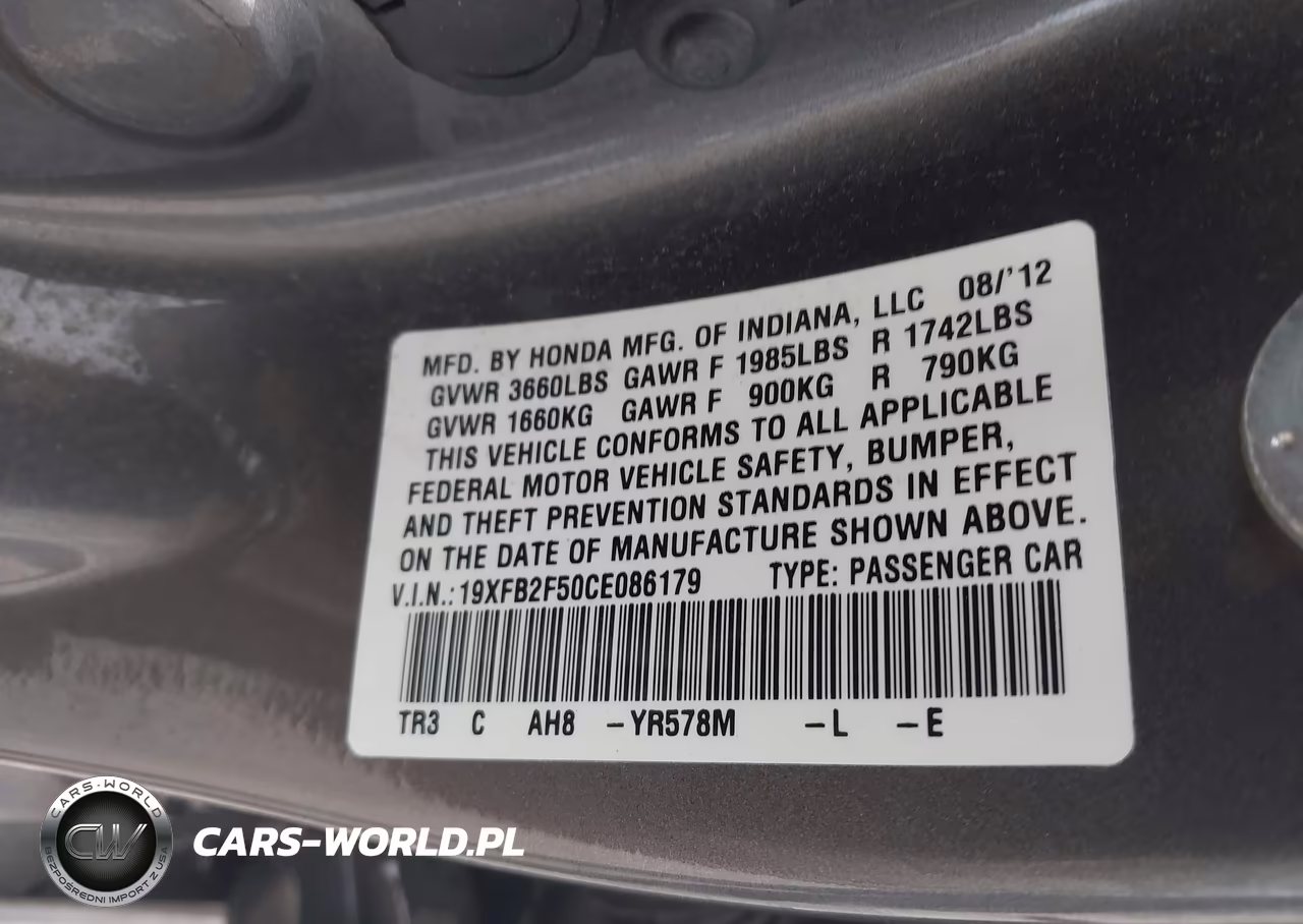 2012 Honda Civic Lx VIN:19XFB2F50CE086179 - 9