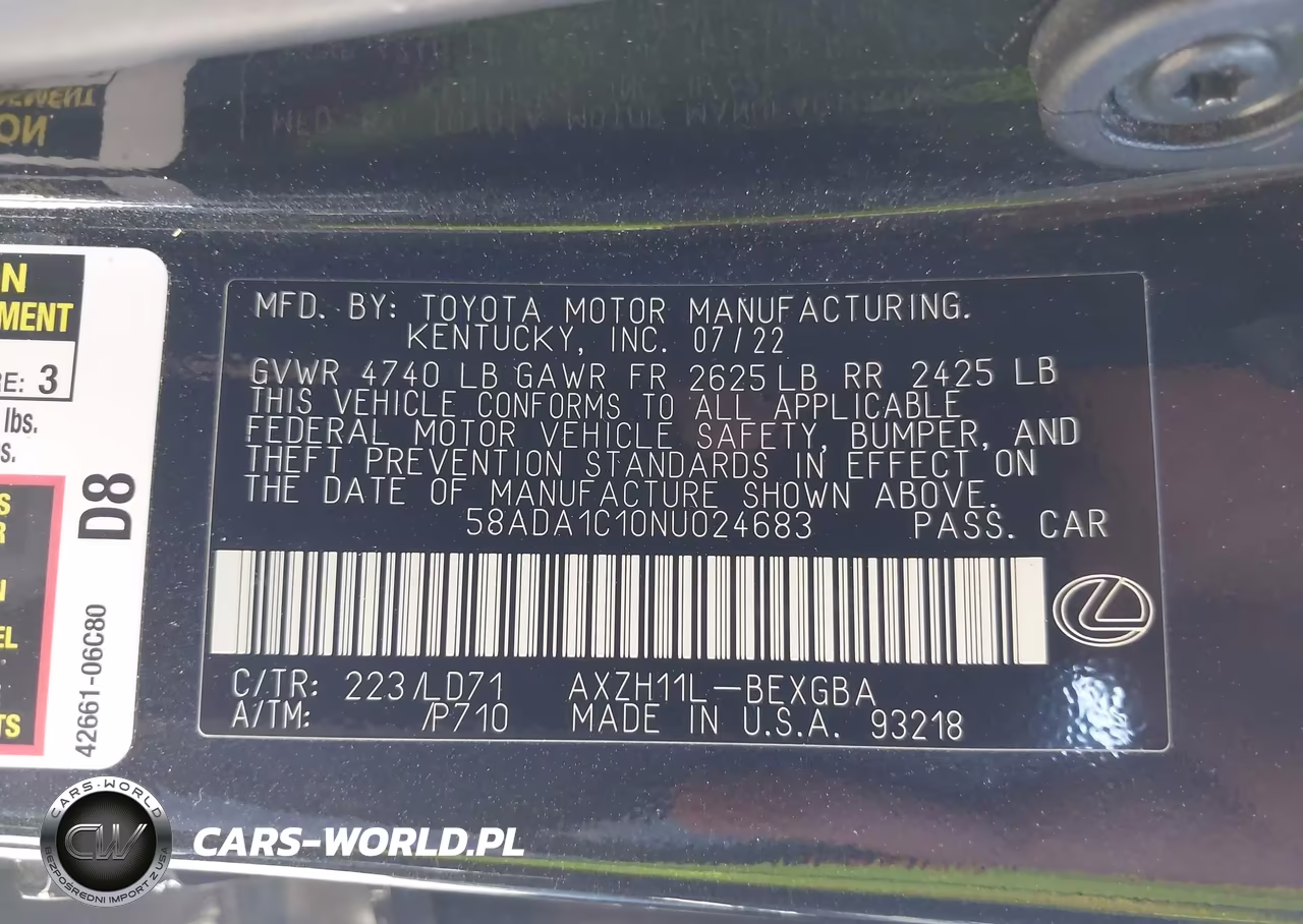 2022 Lexus Es 300H VIN:58ADA1C10NU024683 - 9