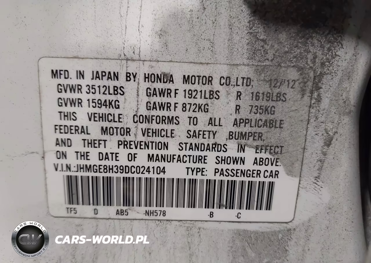 2013 Honda Fit VIN:JHMGE8H39DC024104 - 9