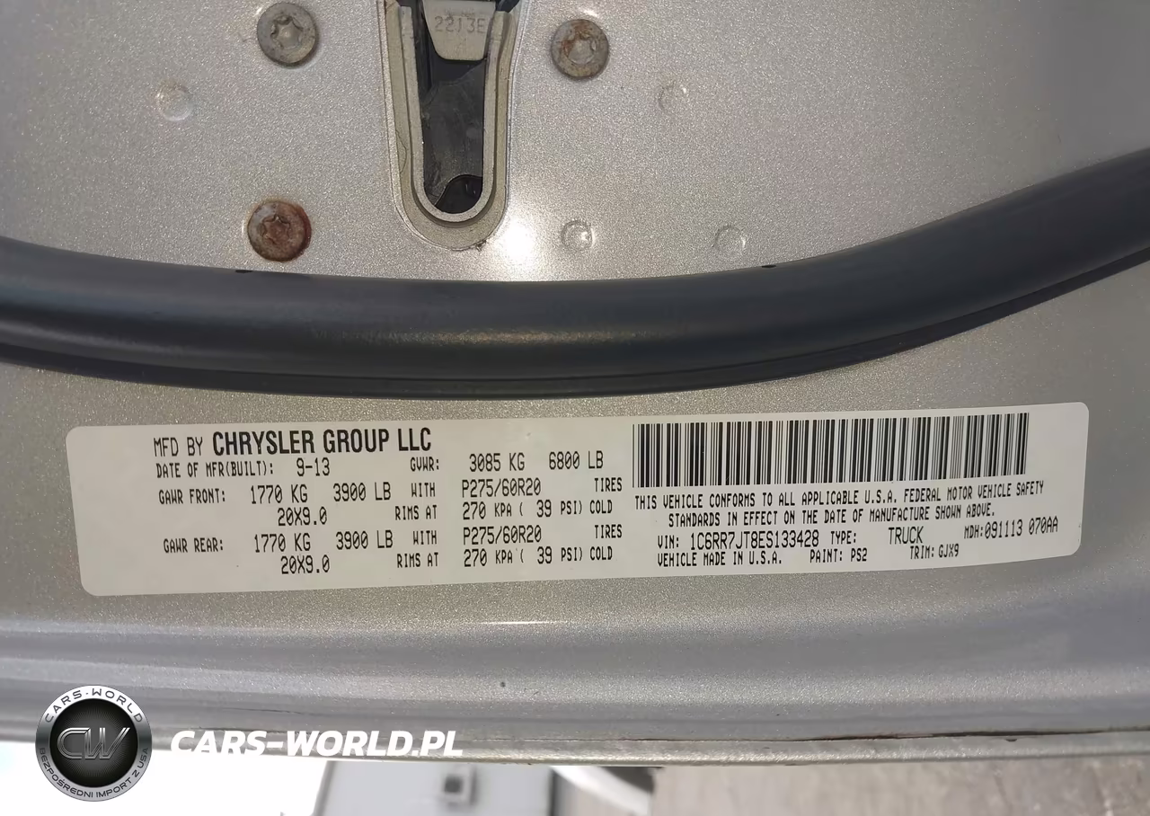 2014 Ram 1500 Laramie VIN:1C6RR7JT8ES133428 - 9
