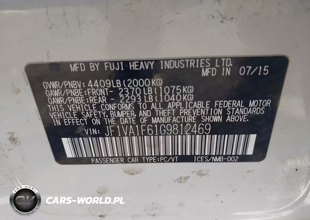 2016 Subaru Wrx Premium VIN:JF1VA1F61G9812469 - 9