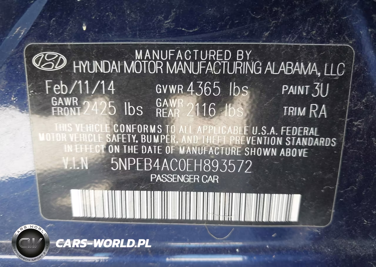 2014 Hyundai Sonata Gls VIN:5NPEB4AC0EH893572 - 9