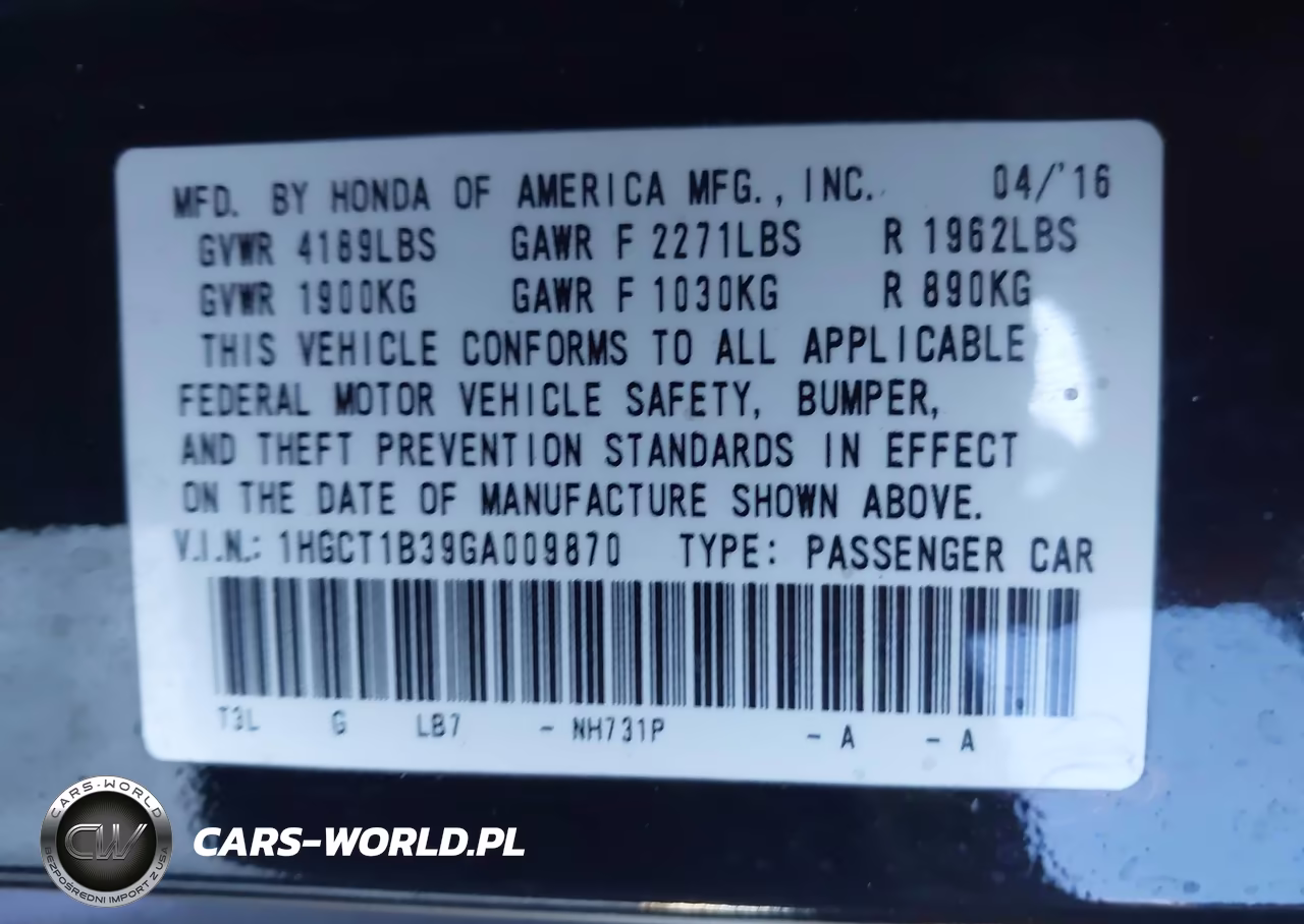 2016 Honda Accord Lx-S VIN:1HGCT1B39GA009870 - 9