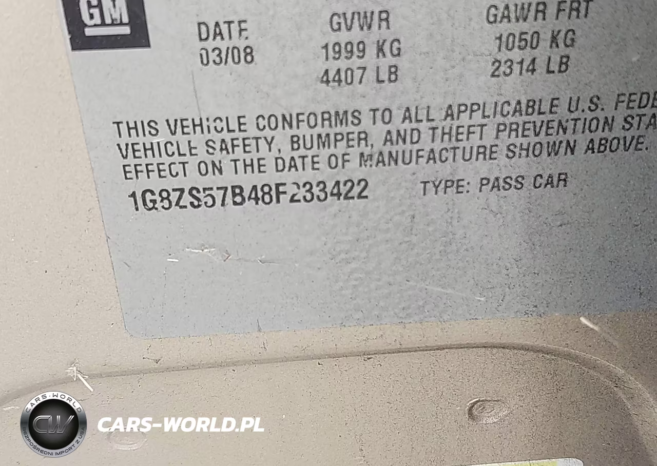 2008 Saturn Aura Xe VIN:1G8ZS57B48F233422 - 9