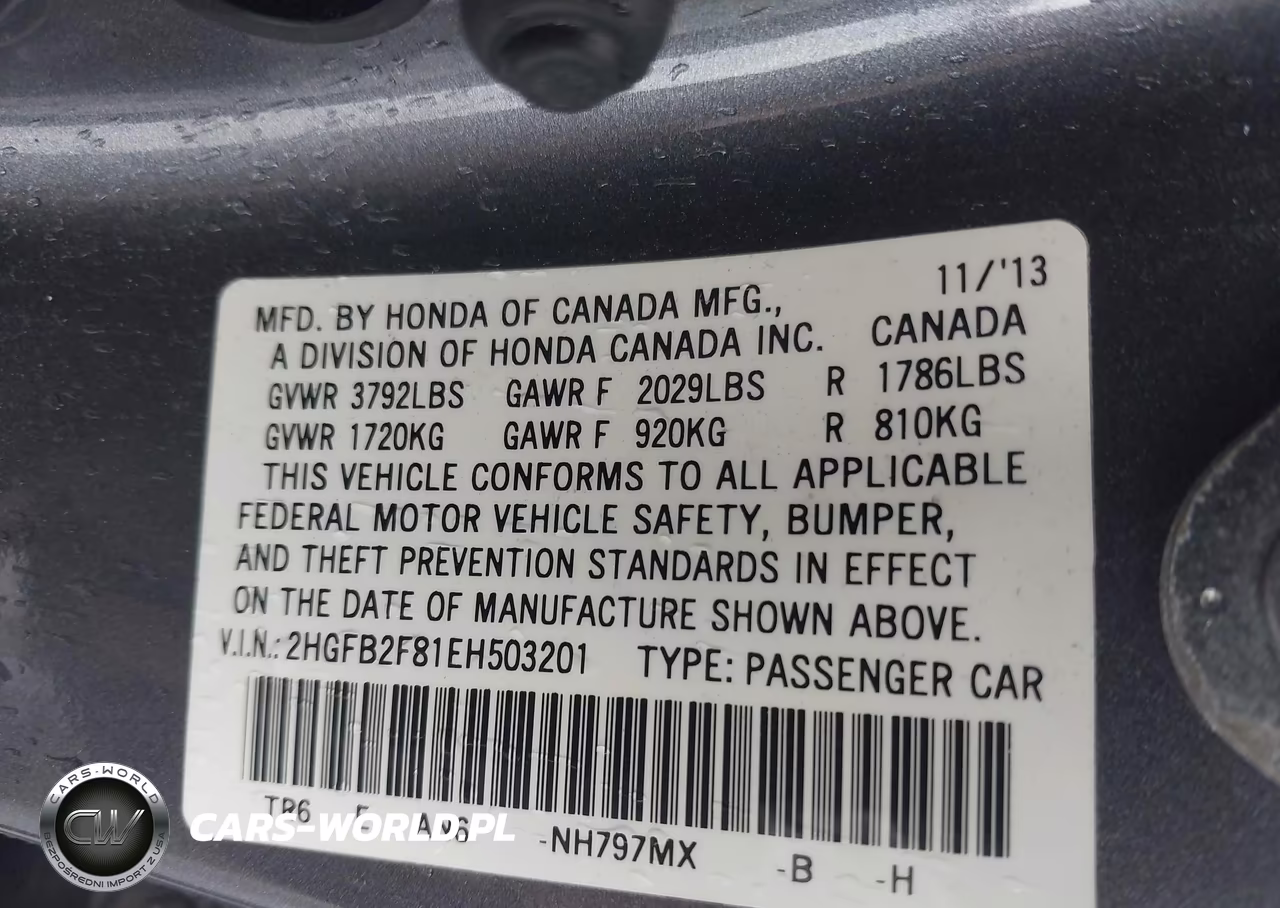 2014 Honda Civic Ex VIN:2HGFB2F81EH503201 - 9