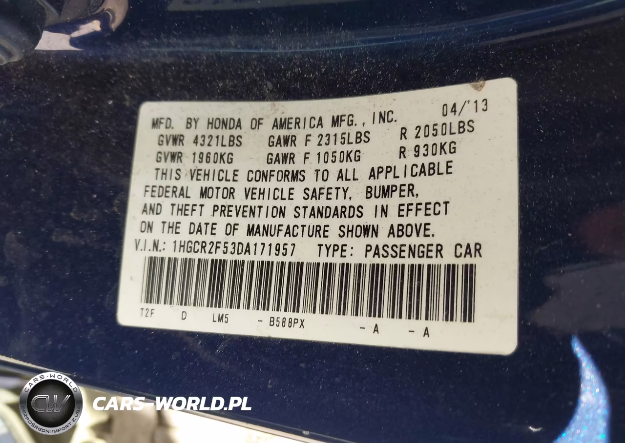 2013 Honda Accord Sport VIN:1HGCR2F53DA171957 - 9