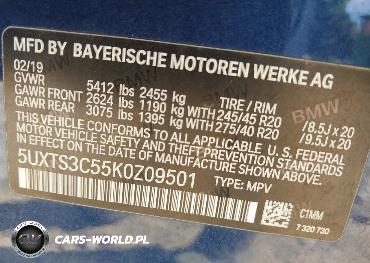 2019 BMW X3 M40I VIN:5UXTS3C55K0Z09501 - 9