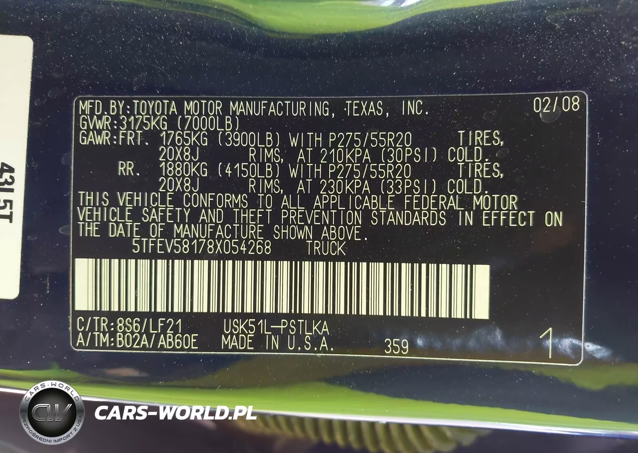 2008 Toyota Tundra 2Wd Truck Ltd VIN:5TFEV58178X054268 - 9