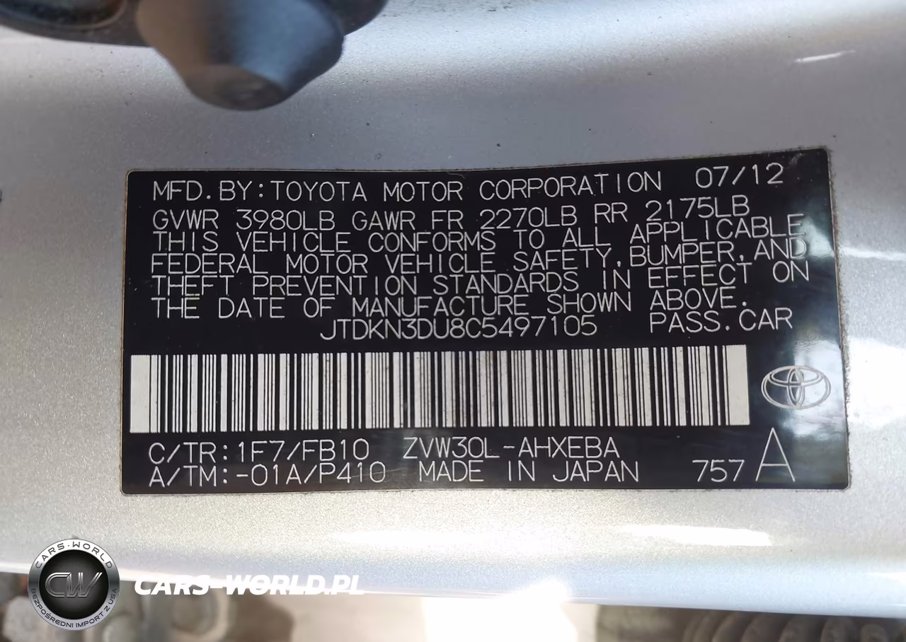 2012 Toyota Prius Two VIN:JTDKN3DU8C5497105 - 9
