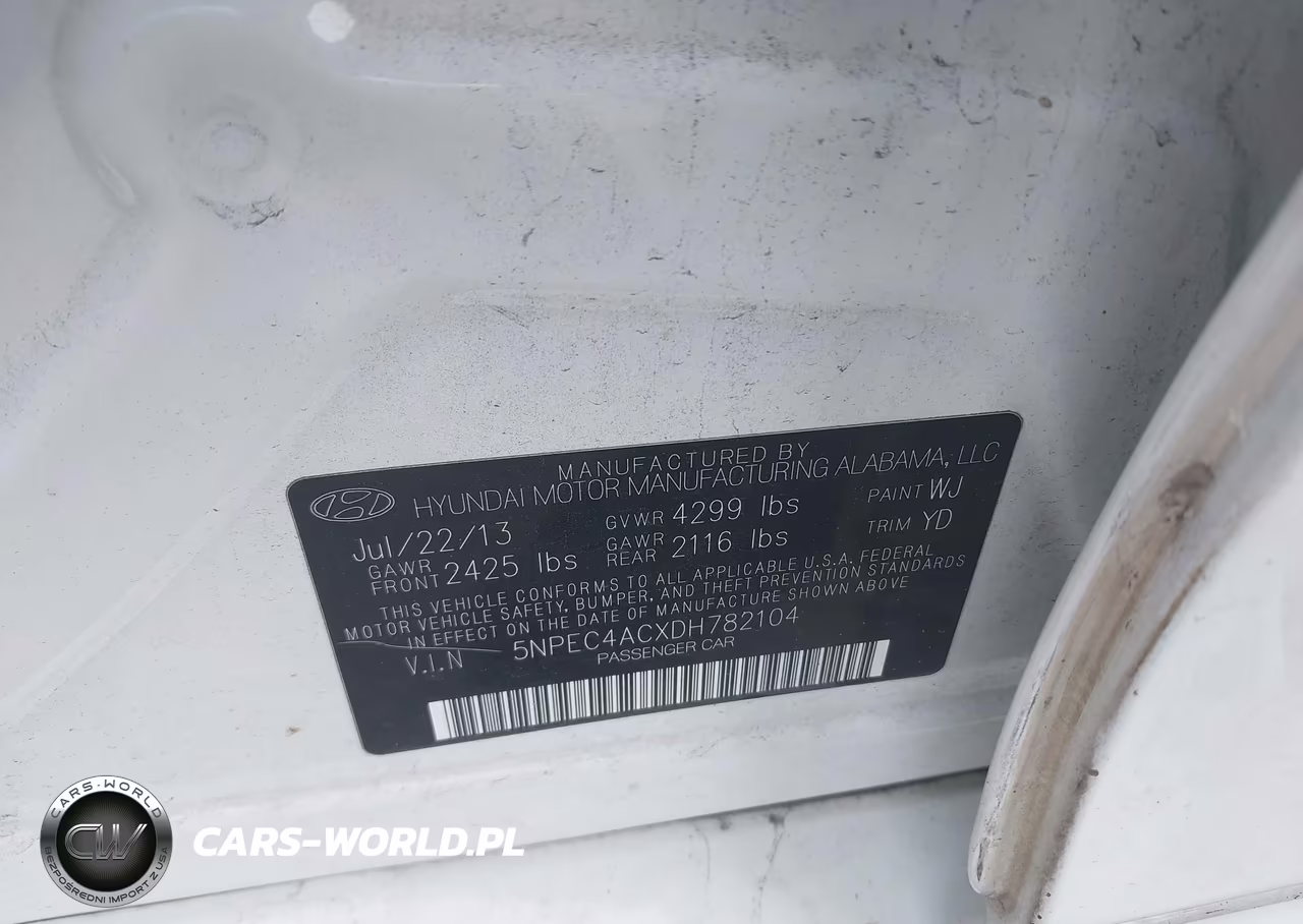 2013 Hyundai Sonata Limited VIN:5NPEC4ACXDH782104 - 9