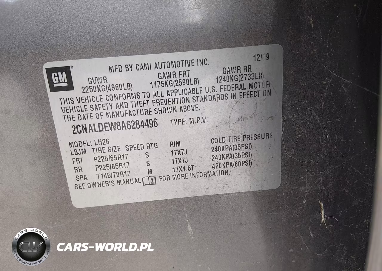2010 Chevrolet Equinox Lt VIN:2CNALDEW8A6284496 - 9