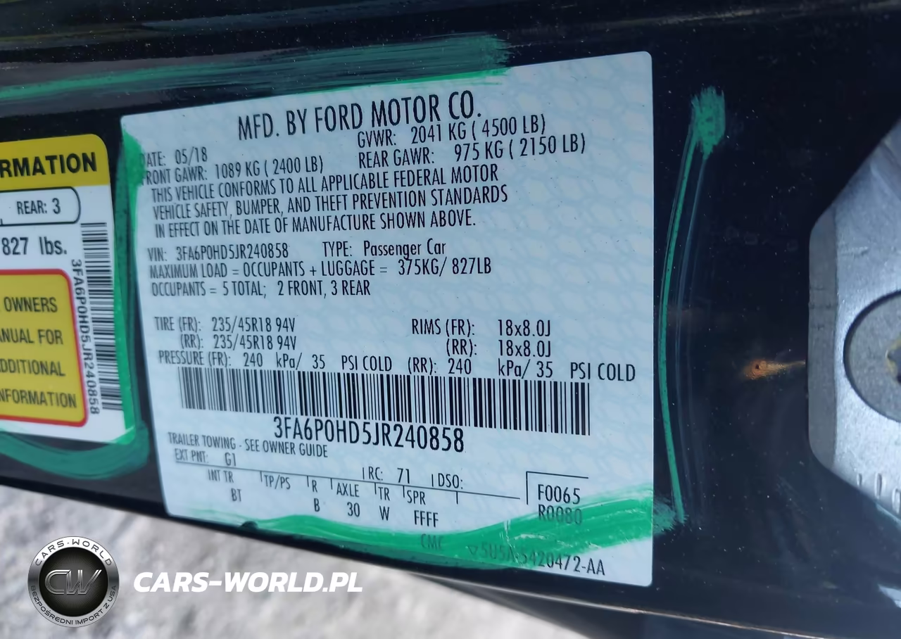 2018 Ford Fusion Se VIN:3FA6P0HD5JR240858 - 9