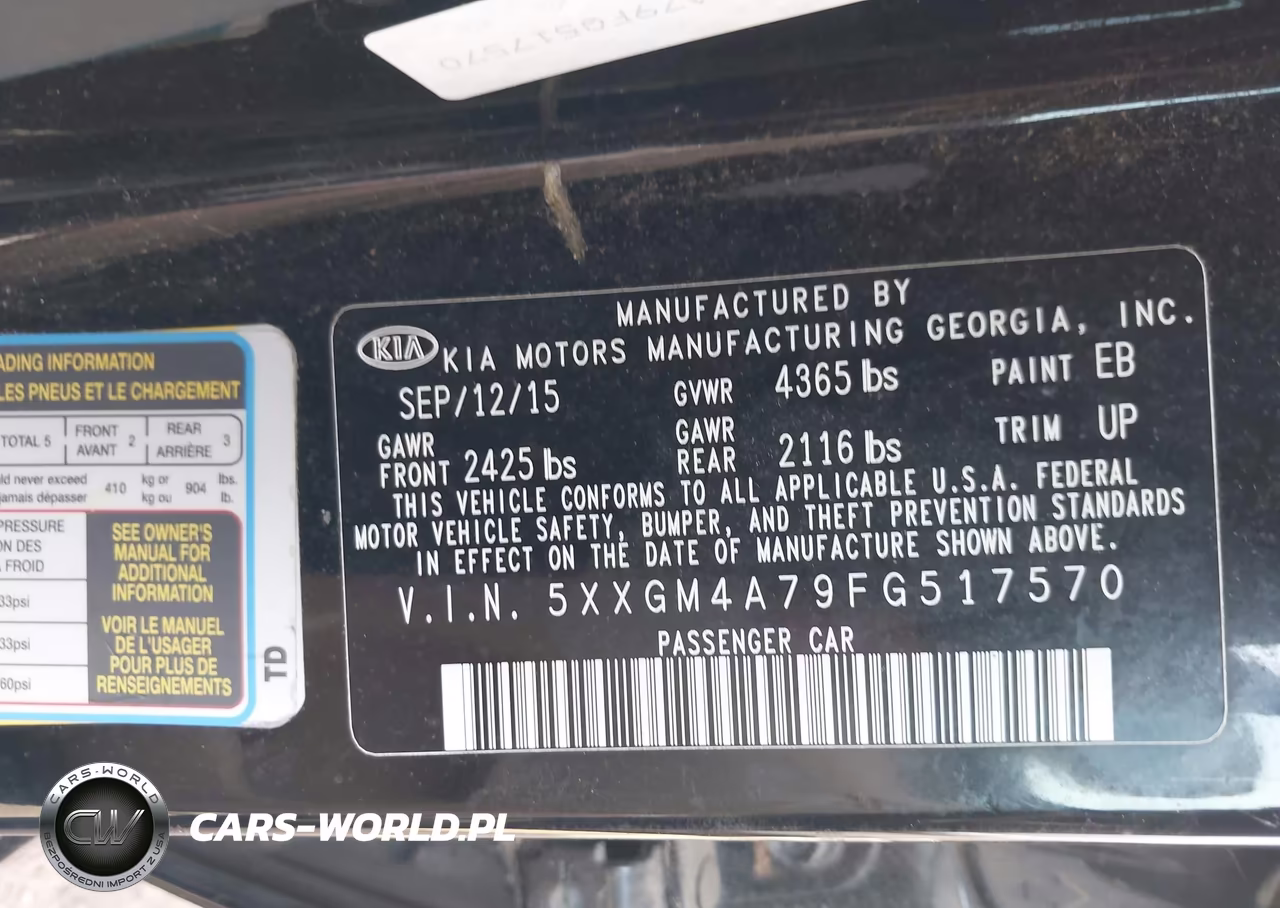 2015 Kia Optima Lx VIN:5XXGM4A79FG517570 - 9