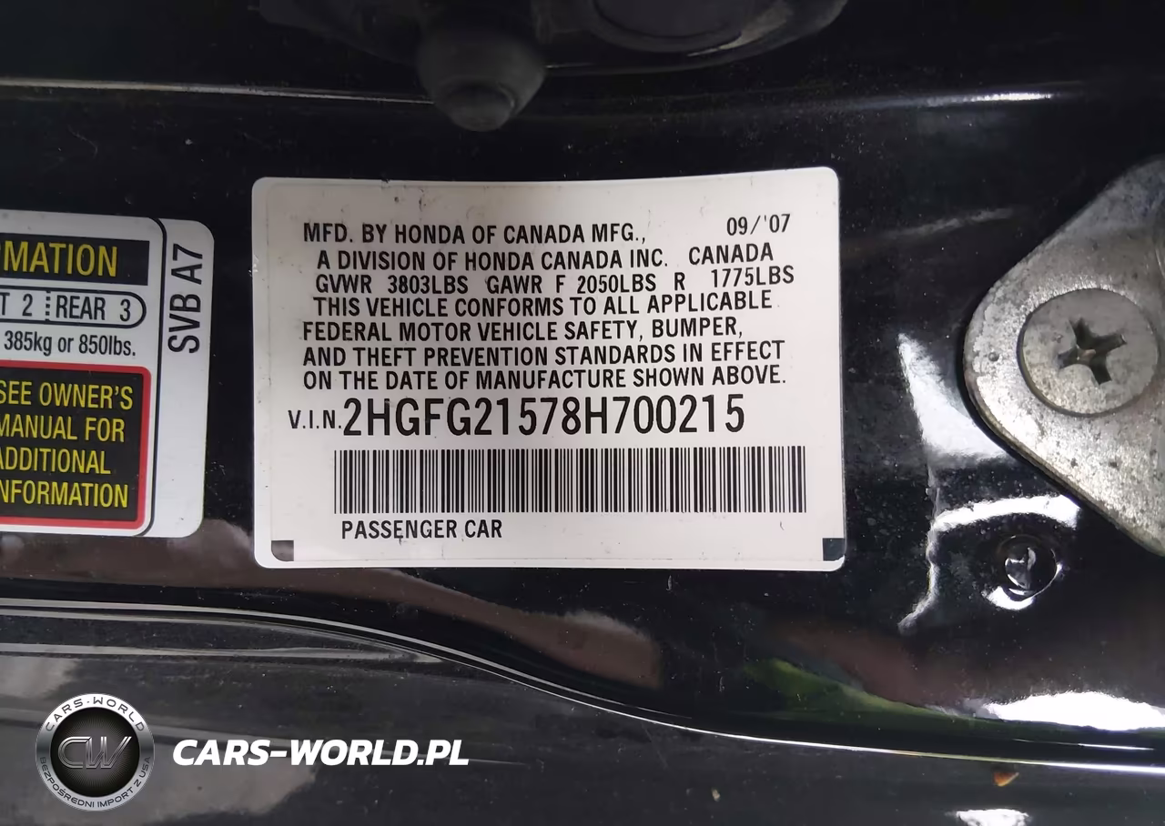 2008 Honda Civic Si VIN:2HGFG21578H700215 - 9