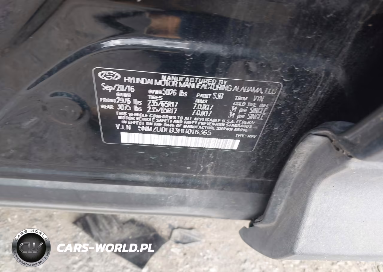 2017 Hyundai Santa Fe Deportivo 2.4L VIN:5NMZUDLB3HH016365 - 9