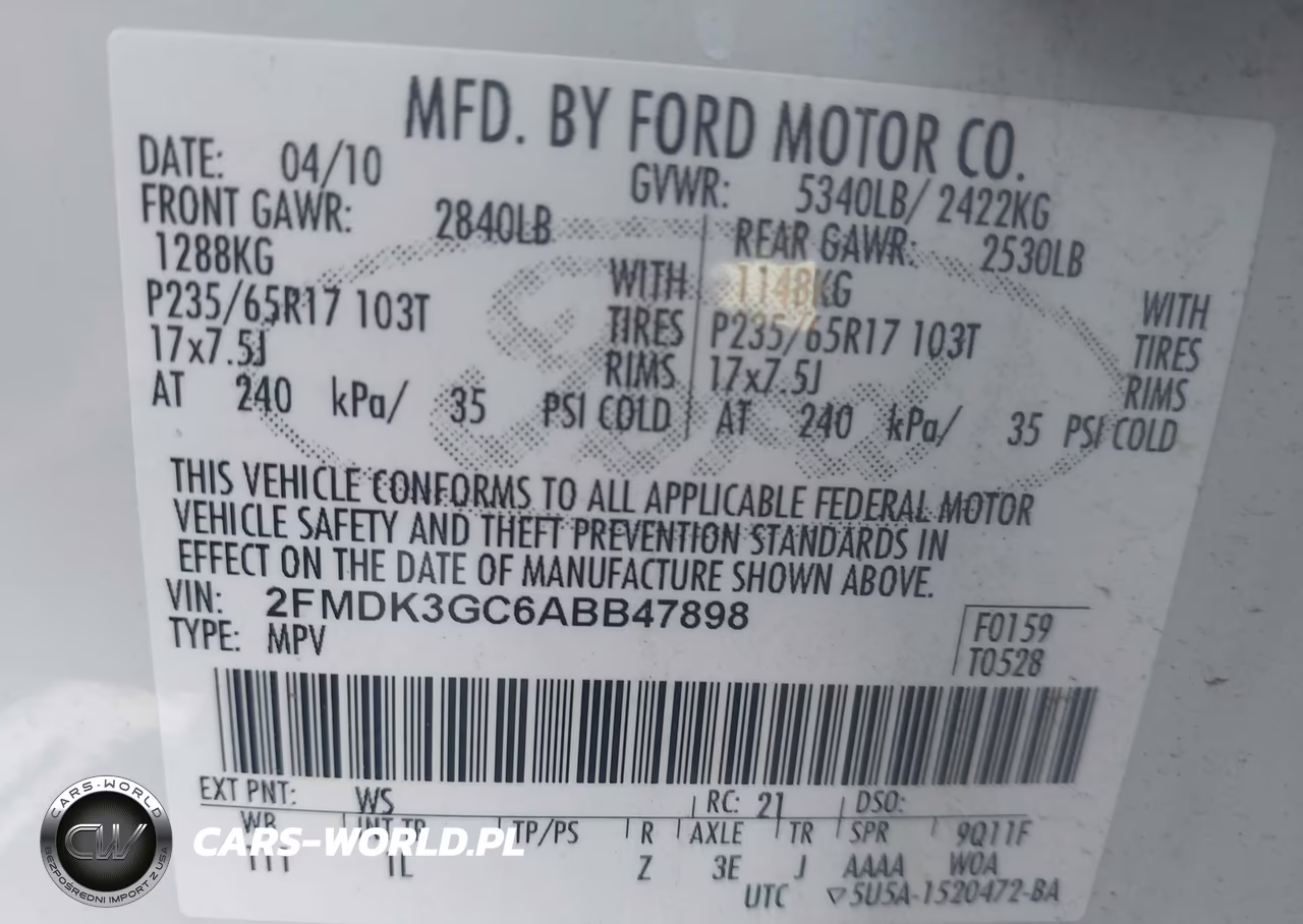 2010 Ford Edge Se VIN:2FMDK3GC6ABB47898 - 9