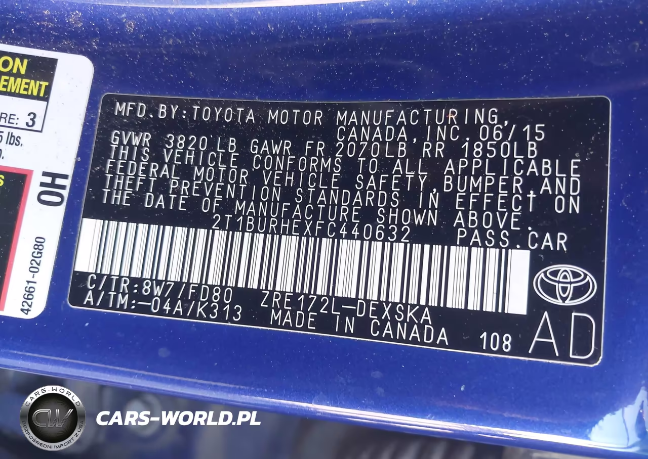 2015 Toyota Corolla S Plus VIN:2T1BURHEXFC440632 - 9