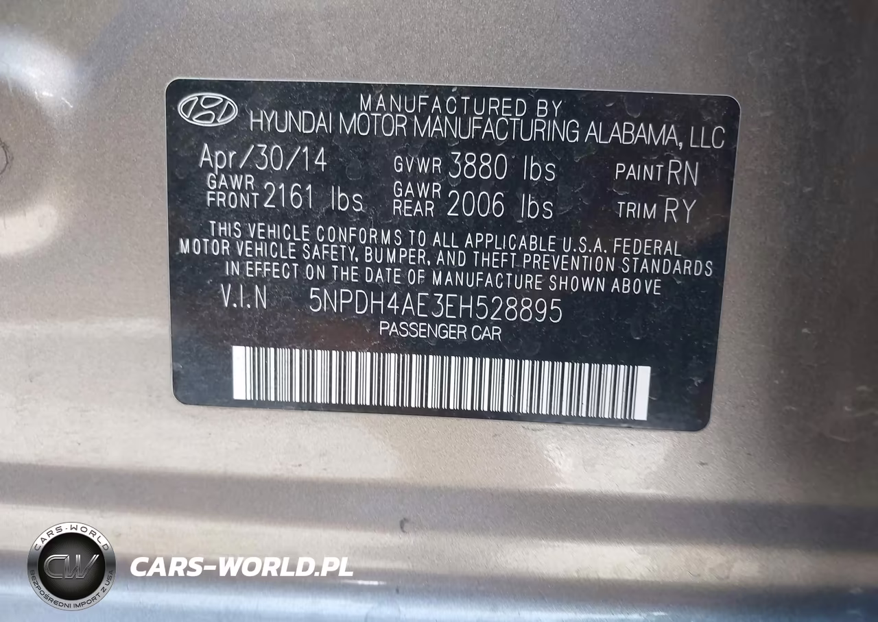 2014 Hyundai Elantra Limited VIN:5NPDH4AE3EH528895 - 9