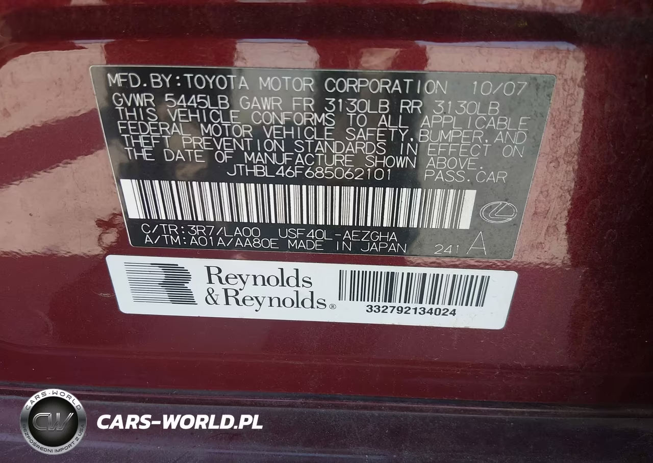 2008 Lexus Ls 460 VIN:JTHBL46F685062101 - 9