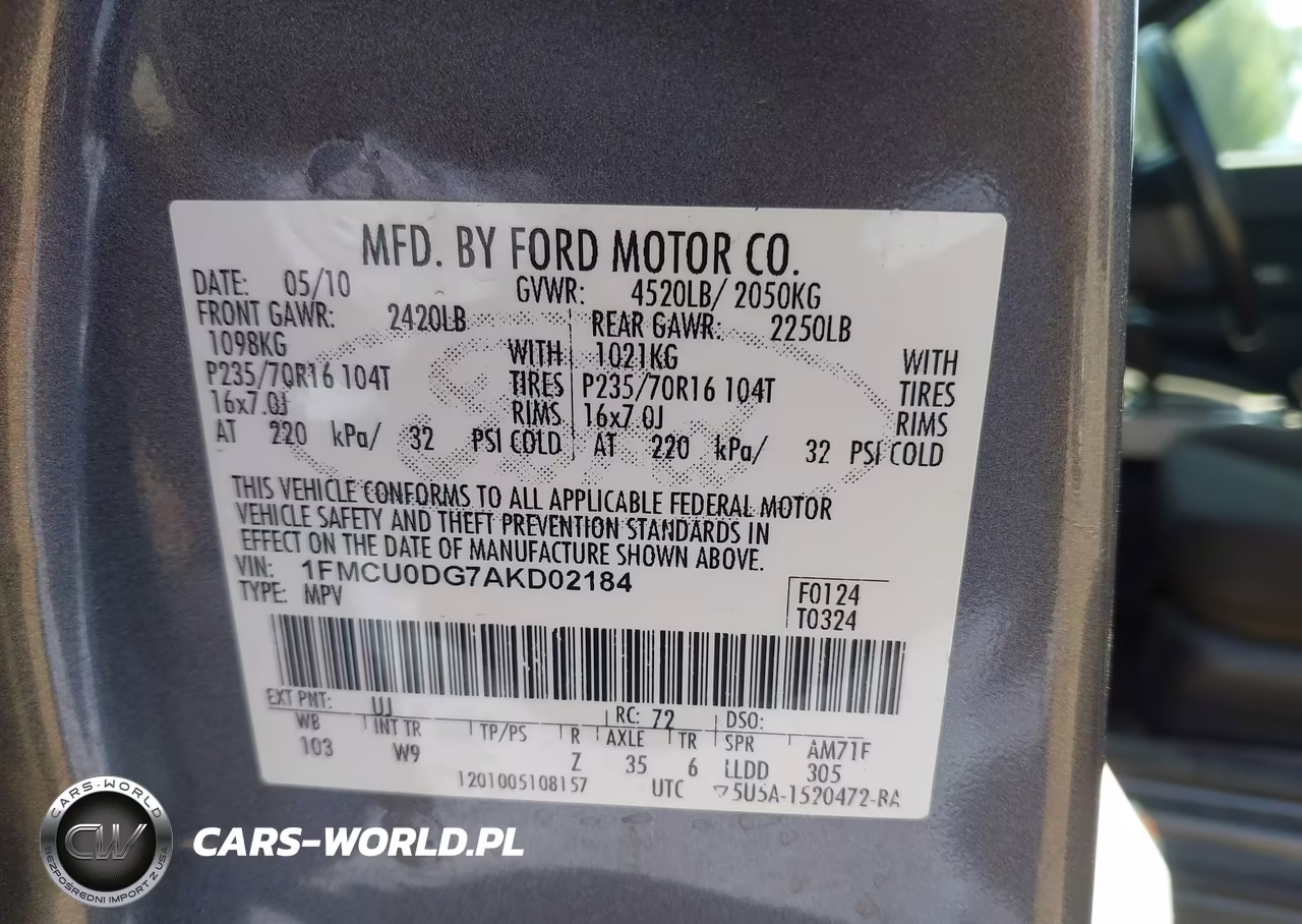 2010 Ford Escape Xlt VIN:1FMCU0DG7AKD02184 - 9