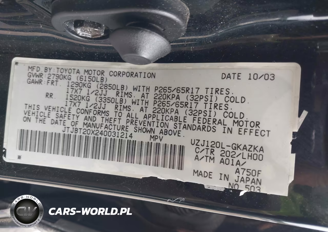 2004 Lexus Gx 470 VIN:JTJBT20X240031214 - 9