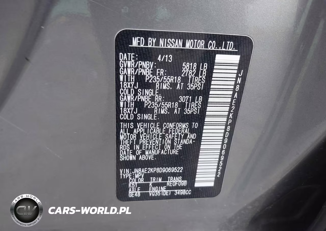 2013 Nissan Quest Sl VIN:JN8AE2KP8D9069522 - 9
