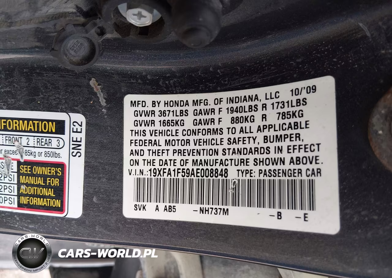2010 Honda Civic Lx VIN:19XFA1F59AE008848 - 9