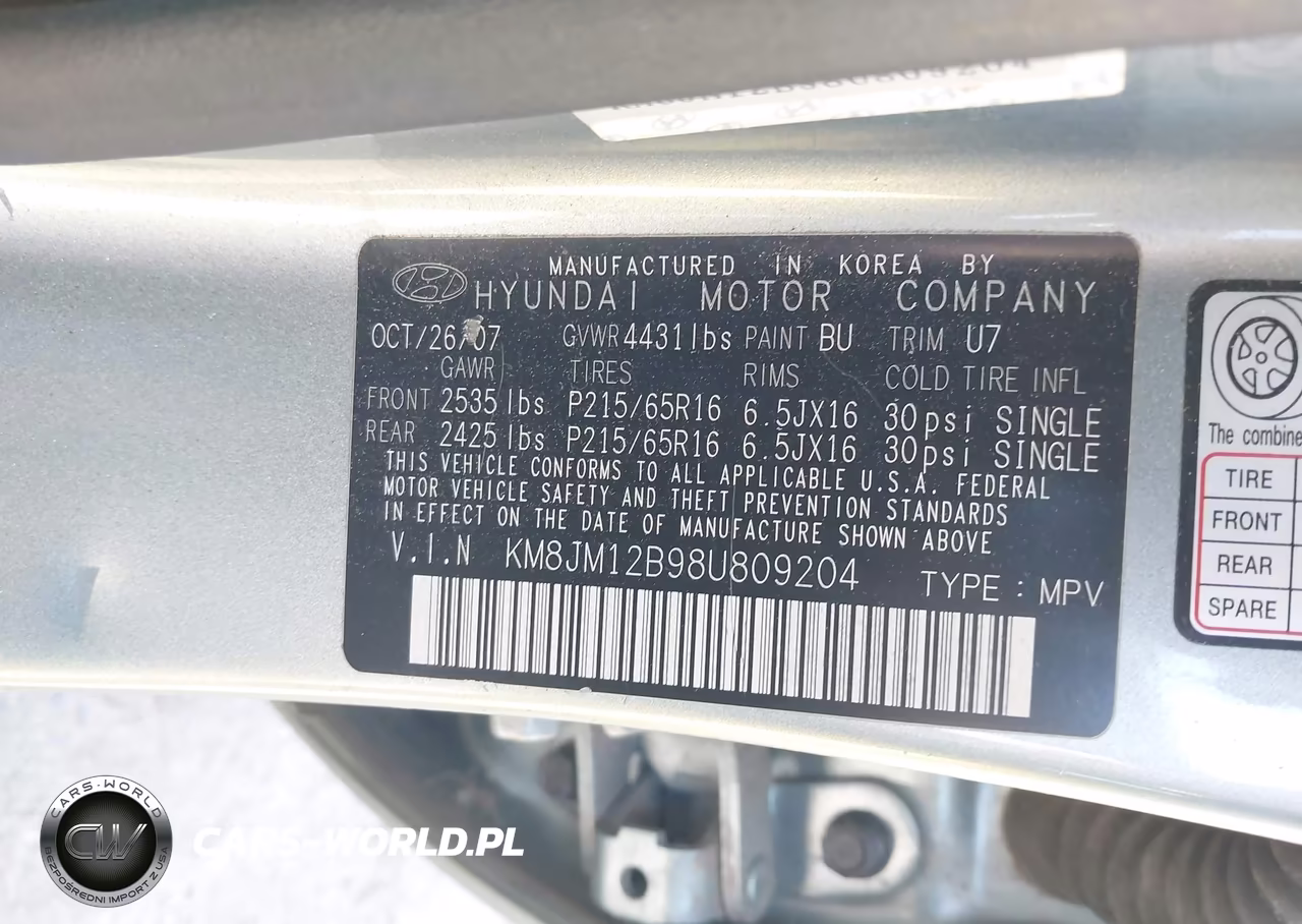 2008 Hyundai Tucson Gls VIN:KM8JM12B98U809204 - 9