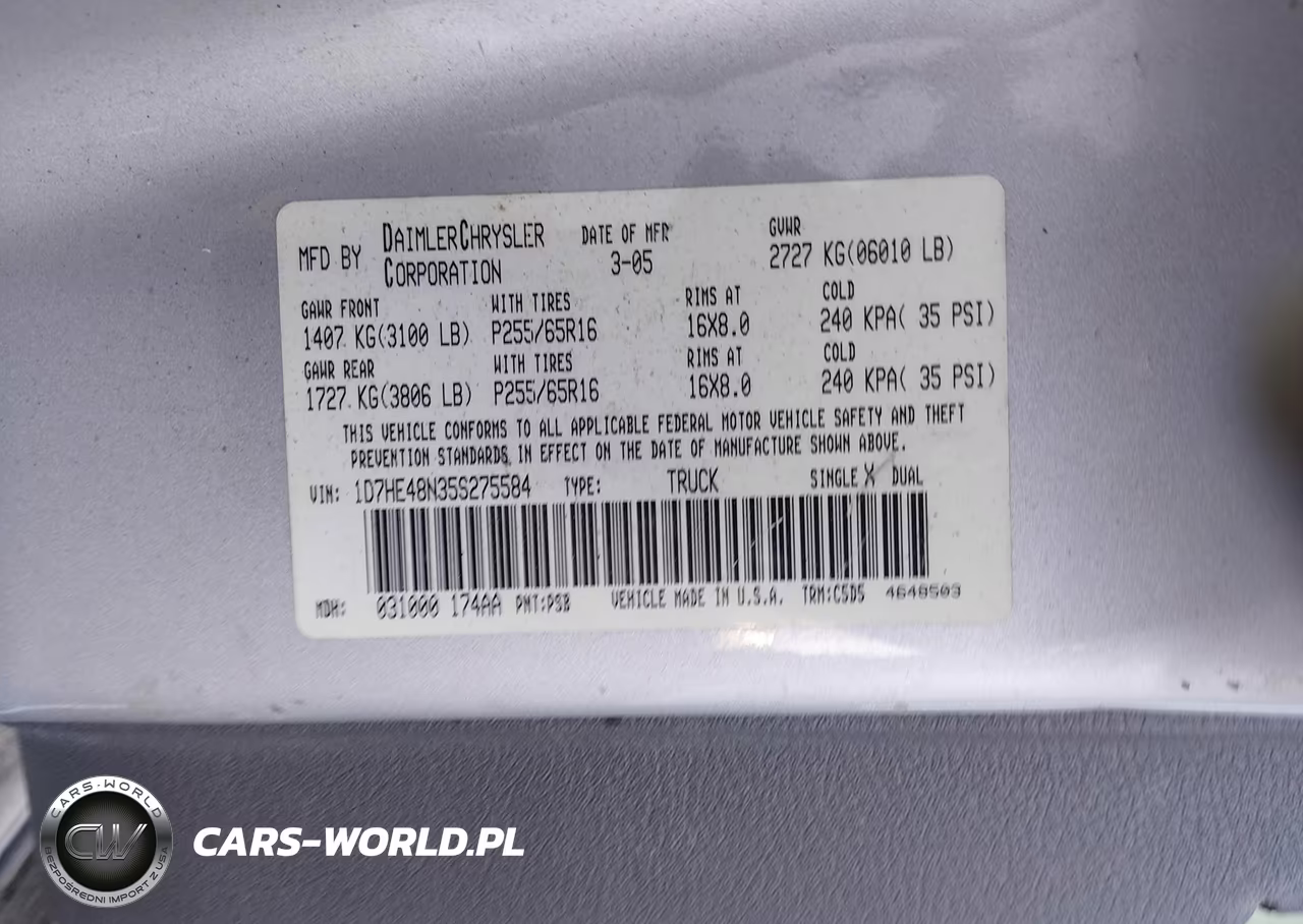 2005 Dodge Dakota Slt VIN:1D7HE48N35S275584 - 9