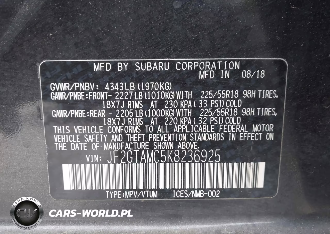 2019 Subaru Crosstrek 2.0I Limited VIN:JF2GTAMC5K8236925 - 9