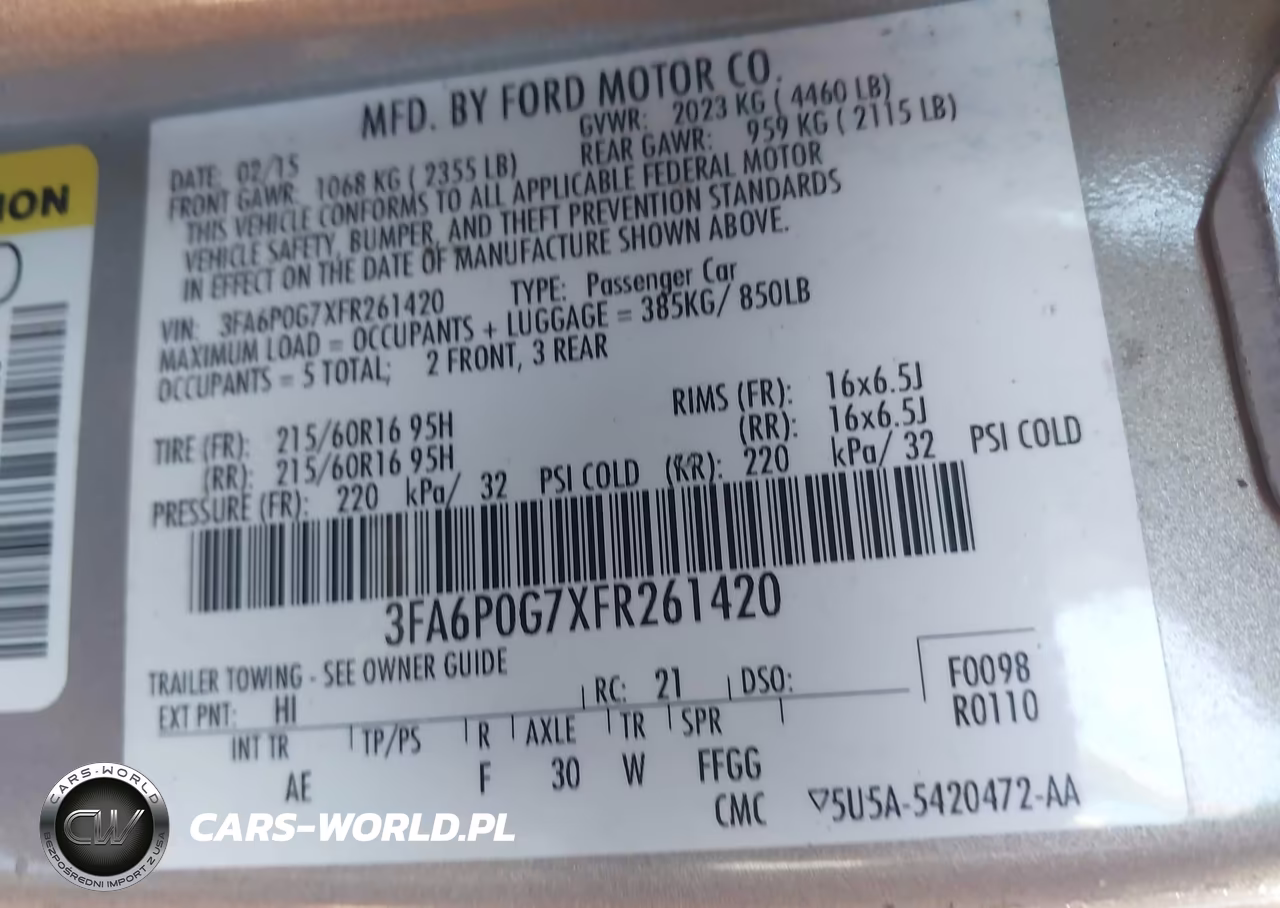 2015 Ford Fusion S VIN:3FA6P0G7XFR261420 - 9