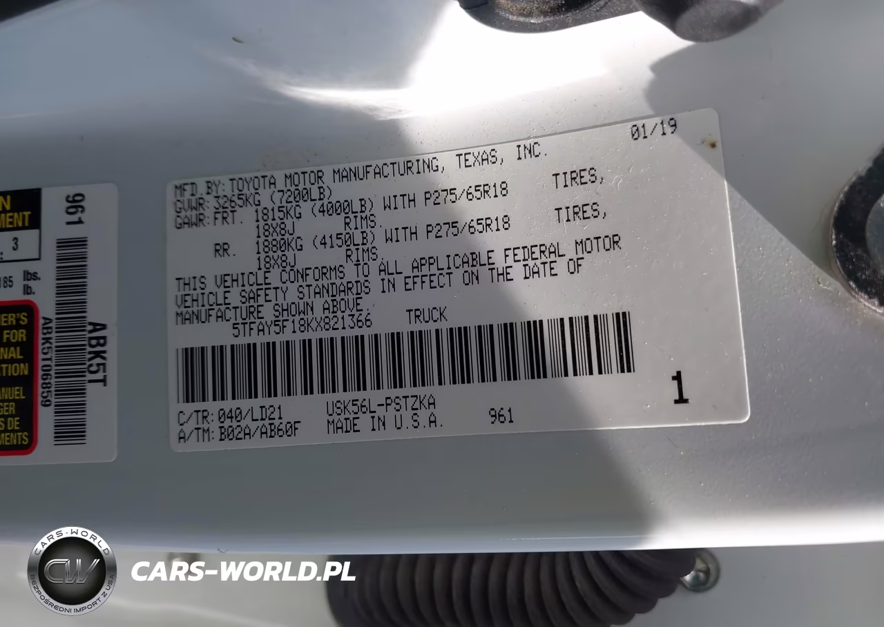 2019 Toyota Tundra 1794 5.7L V8 VIN:5TFAY5F18KX821366 - 9