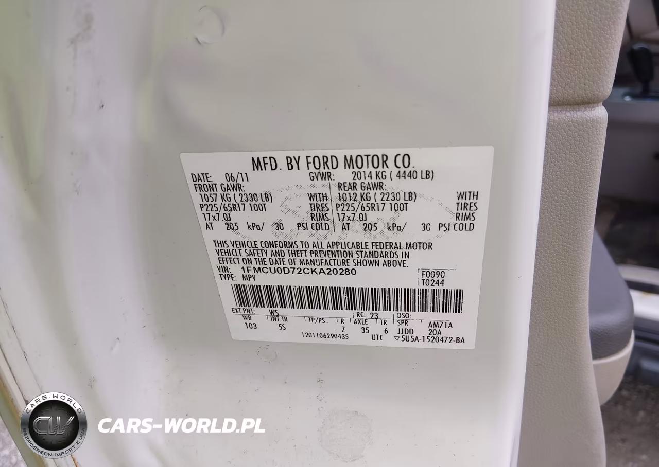 2012 Ford Escape Xlt VIN:1FMCU0D72CKA20280 - 9