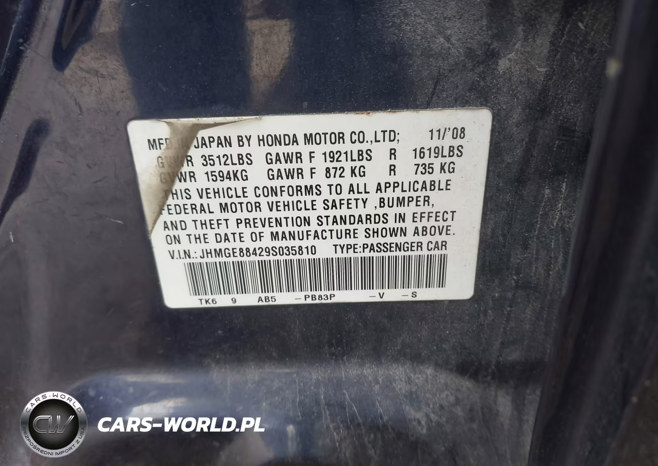 2009 Honda Fit Sport VIN:JHMGE88429S035810 - 9