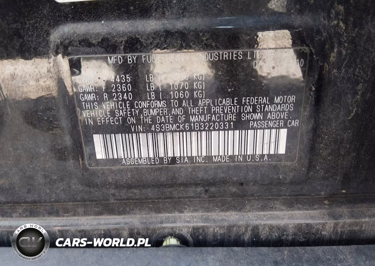 2011 Subaru Legacy 2.5I Limited VIN:4S3BMCK61B3220331 - 9