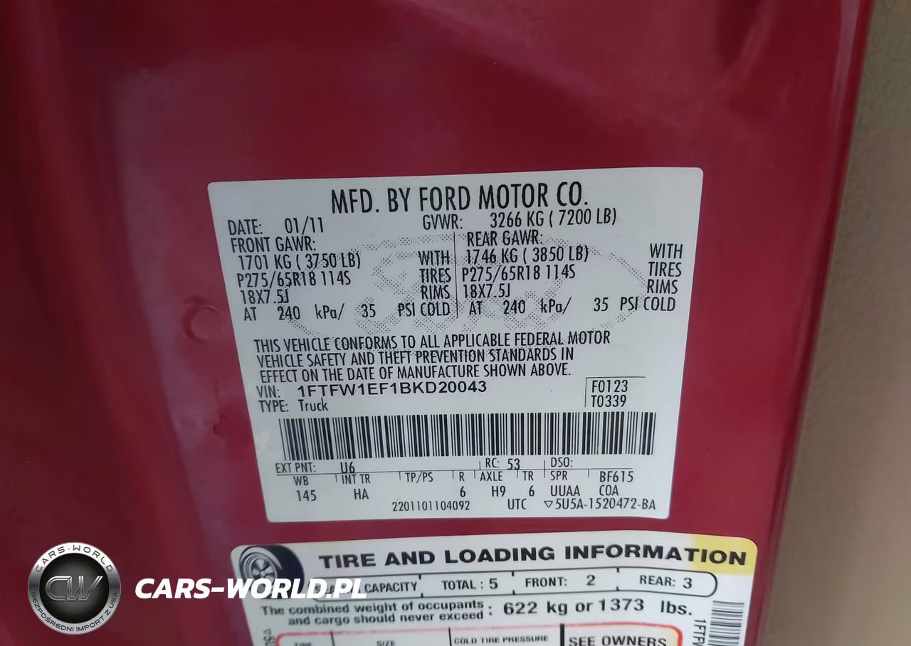 2011 Ford F-150 Lariat VIN:1FTFW1EF1BKD20043 - 9