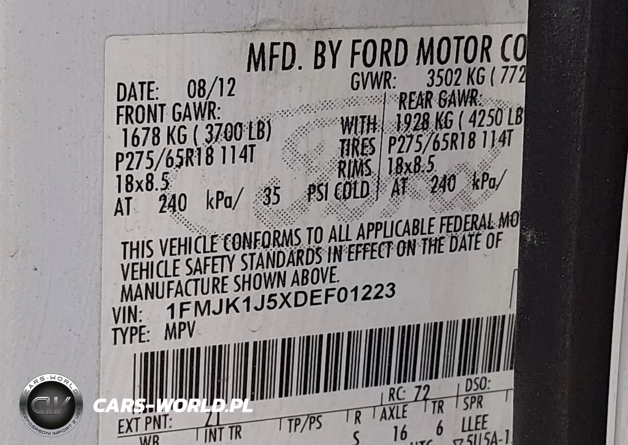 2013 Ford Expedition El Xlt VIN:1FMJK1J5XDEF01223 - 9
