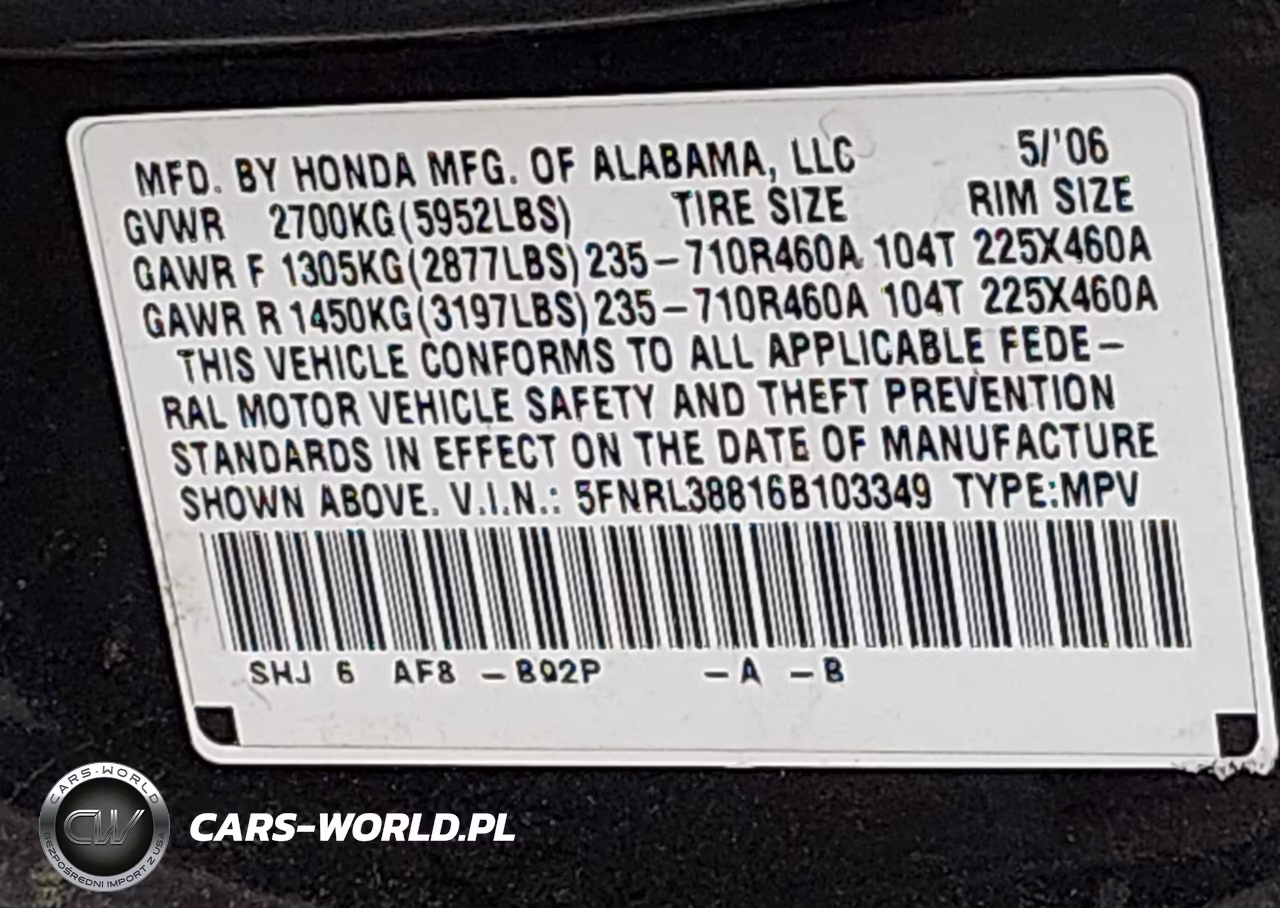 2006 Honda Odyssey Touring VIN:5FNRL38816B103349 - 9