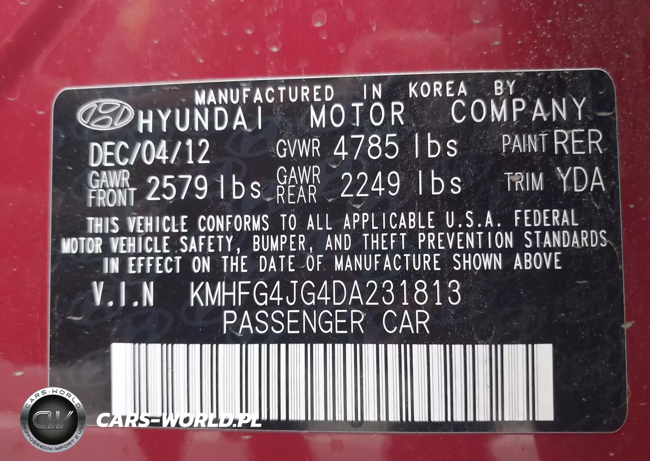 2013 Hyundai Azera VIN:KMHFG4JG4DA231813 - 9