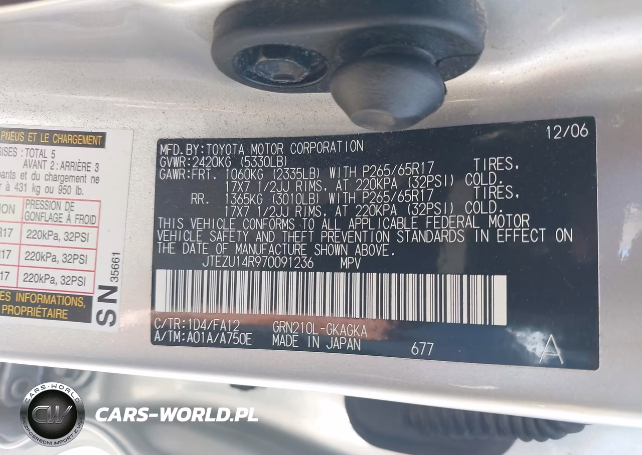 2007 Toyota 4Runner Sr5 V6 VIN:JTEZU14R970091236 - 9