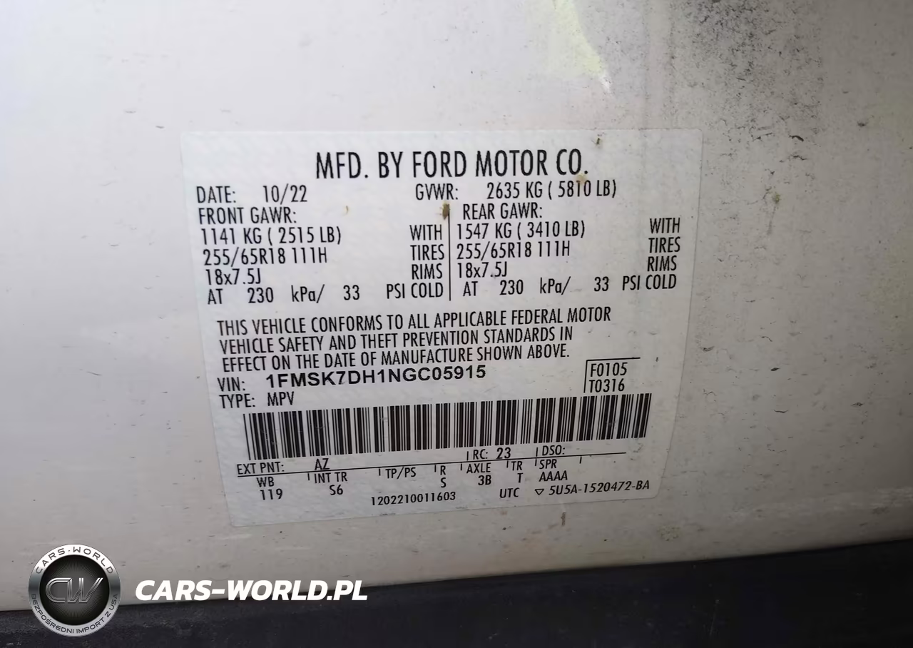 2022 Ford Explorer Xlt VIN:1FMSK7DH1NGC05915 - 9