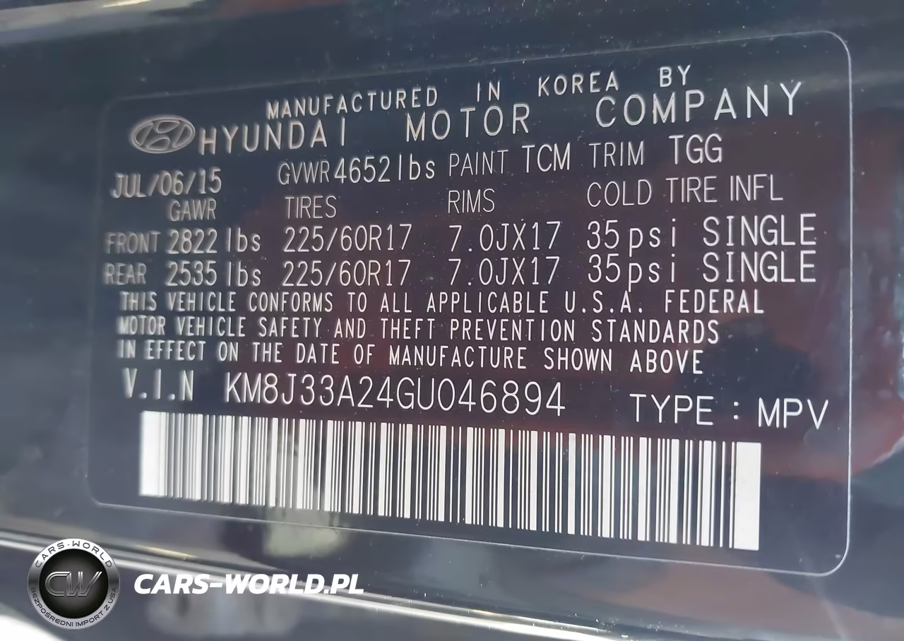 2016 Hyundai Tucson Eco VIN:KM8J33A24GU046894 - 9