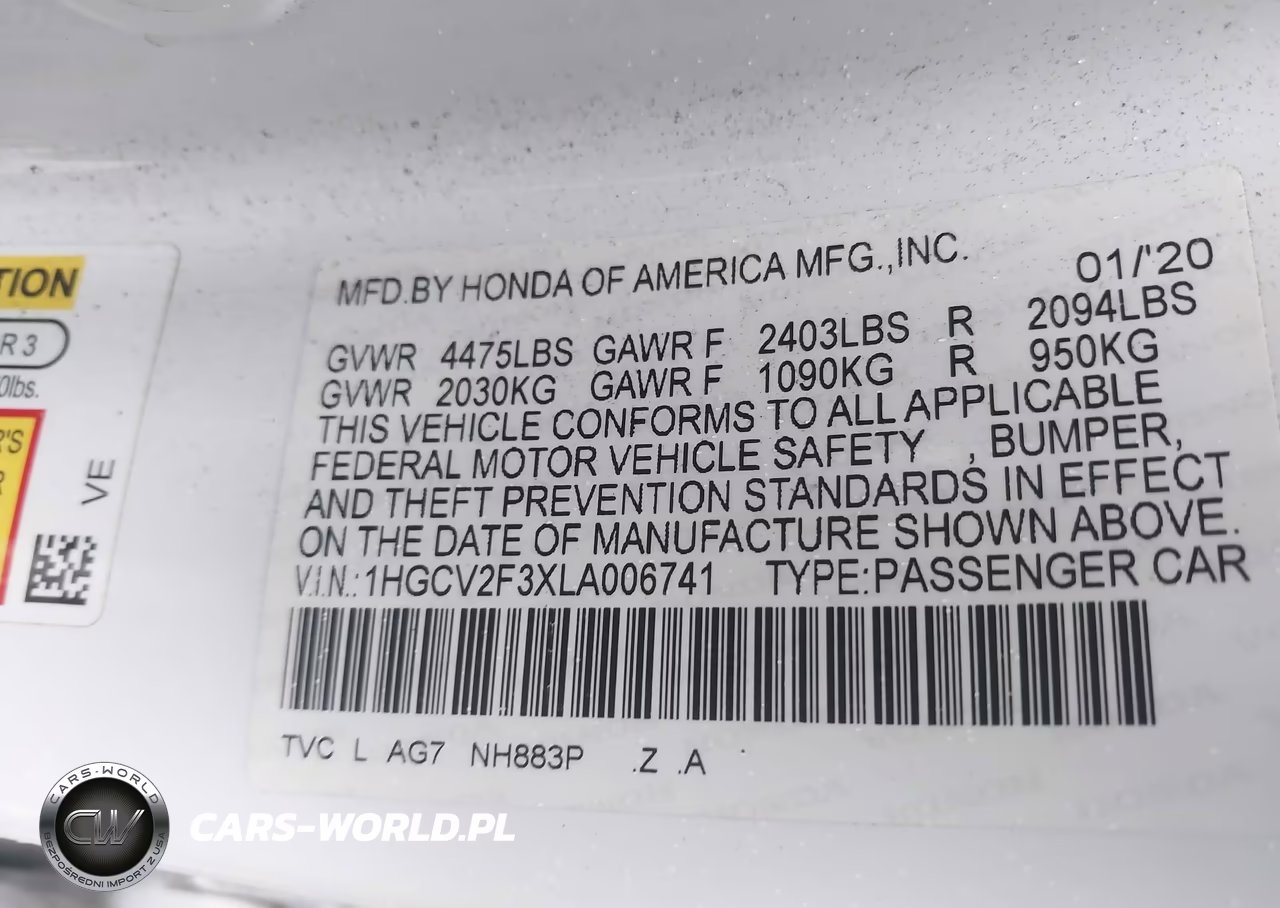 2020 Honda Accord Sport 2.0T VIN:1HGCV2F3XLA006741 - 9